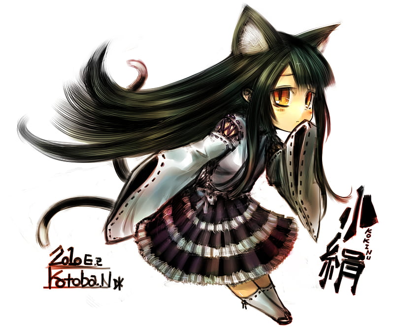 Neko Girl, catgirl, original, miko, animal ears, neko, kotoba noriaki,  chibi, HD wallpaper | Peakpx