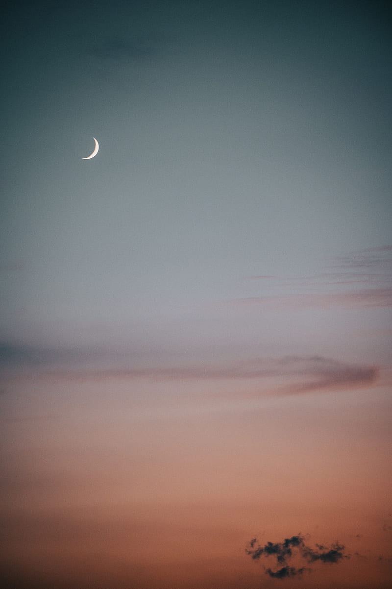 moon, sky, dusk, clouds, HD phone wallpaper