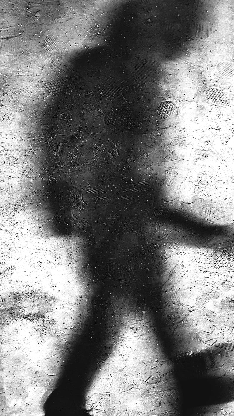 Shadow man, black, evening, footstep, gris, imprint, light, shafow, HD phone wallpaper
