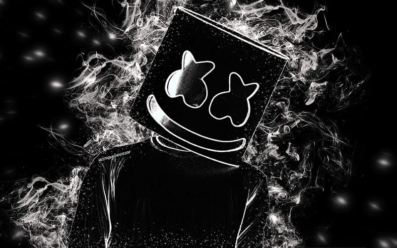 Marshmello, white smoke silhouette, American DJ, creative art, popular DJ, Marshmello DJ, HD wallpaper