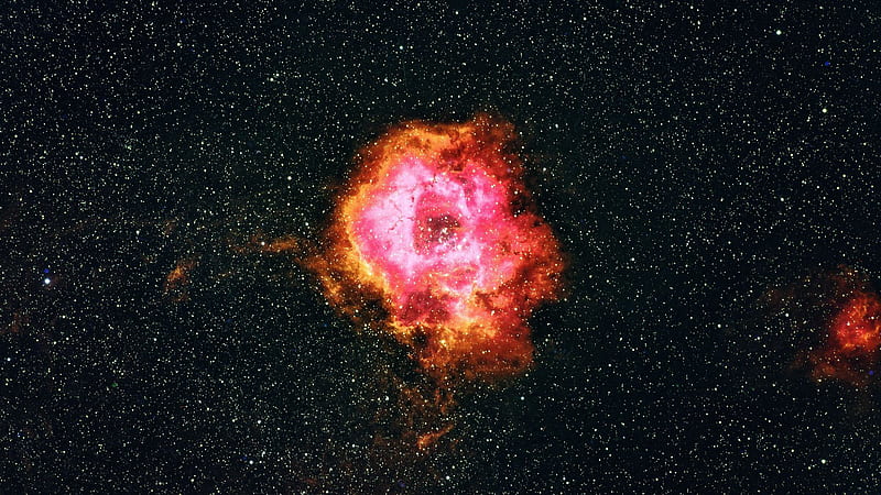 Black Stars Rosette Nebula Orange Pink Galaxy Space, HD wallpaper