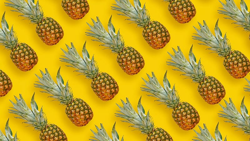 Pattern, summer, yellow, green, fruit, pineapple, orange, vara, exotic, HD wallpaper