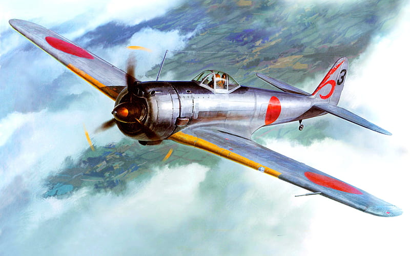 Nakajima Ki-43 Hayabusa, Japanese fighter aircraft, WW2, Imperial Japan, World War II, art, HD wallpaper