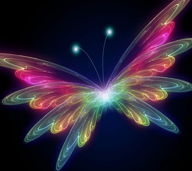 Neon Butterflies, abs, colorful, effects, evangelion, lines, HD wallpaper