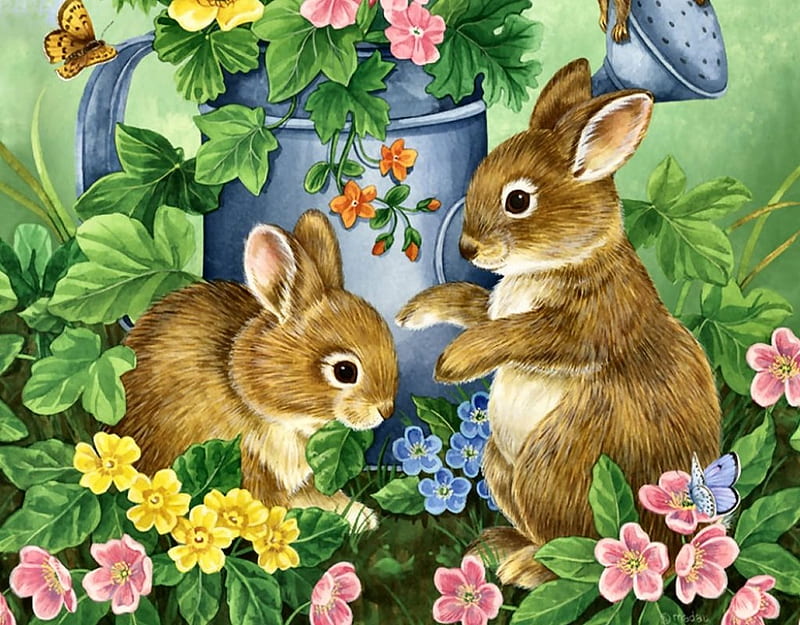 Easter Bunnies F1, art, holiday, bonito, illustration, artwork, March,  Easter, HD wallpaper | Peakpx