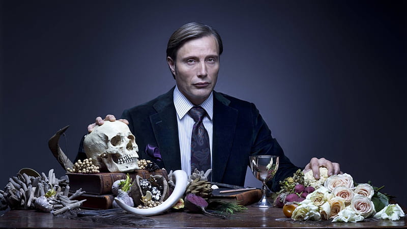 Dr. Hannibal Lecter, suit, tv series, hannibal, skull, HD wallpaper