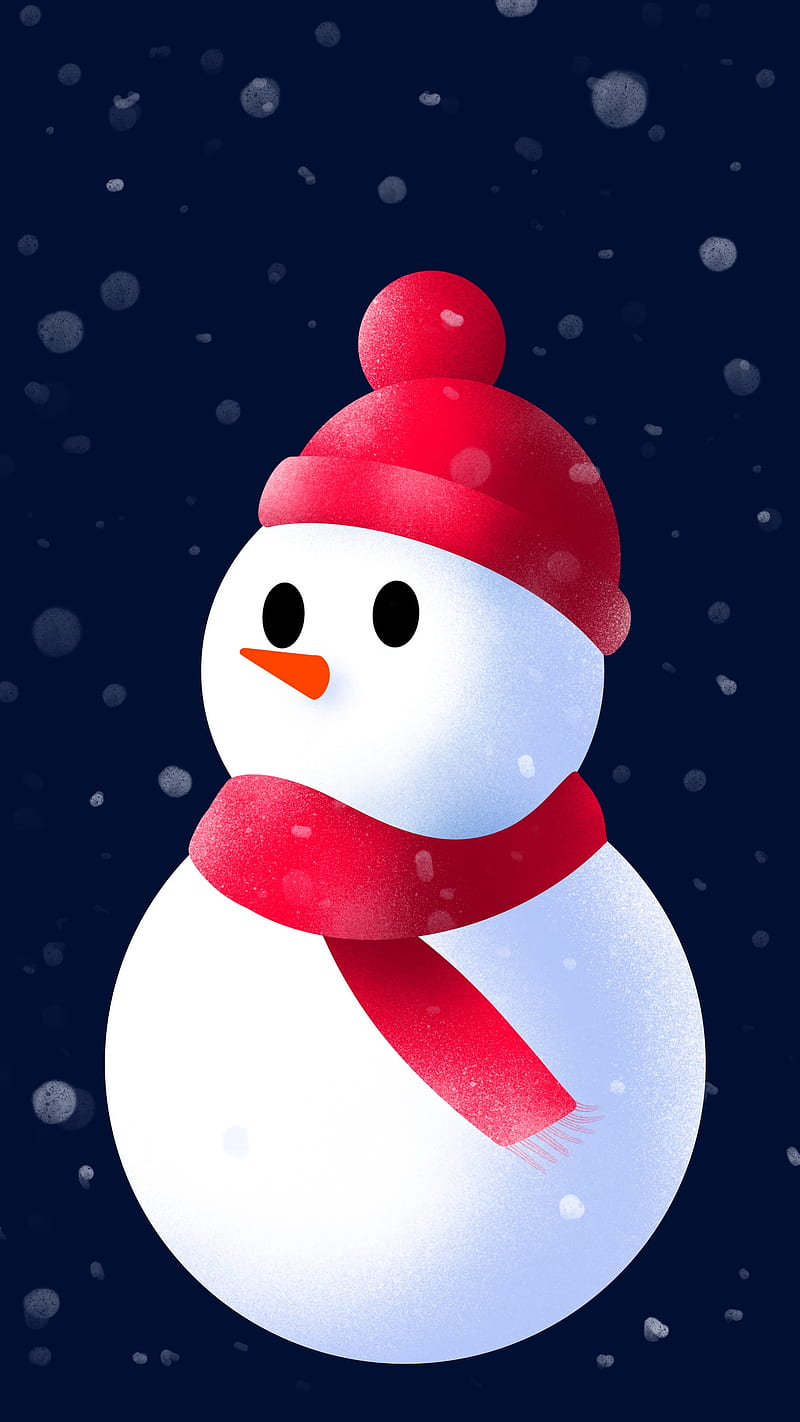 little snowman, christmas blue, celebration, cute, emoji, face, funny, holiday, holy, night, red, snow, white, winter, HD phone wallpaper
