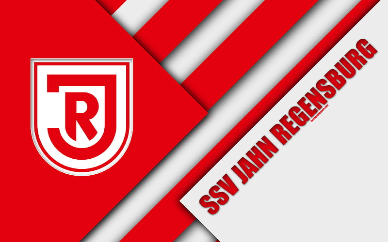 SSV Jahn Regensburg FC, logo German football club, material design, white red abstraction, Dresden, Germany, Bundesliga 2, football, HD wallpaper