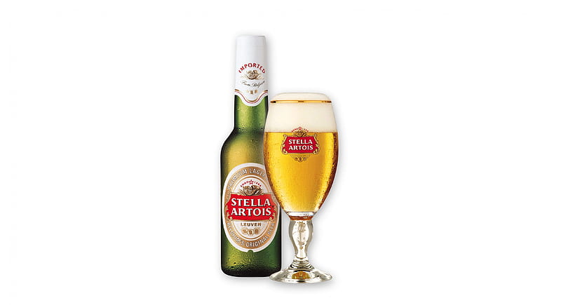 Stella Artois Beer, glass, alcohol, bottle, stella artois, drink, beer, HD wallpaper