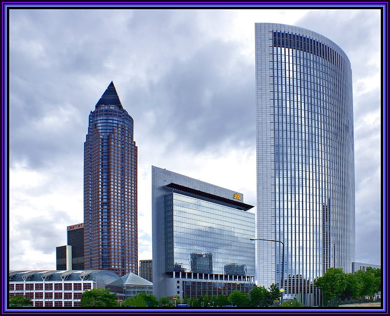 Frankfurt City Skyline, europe, city, germany, pencil, buildings, skyline, frankfurt, bank, HD wallpaper