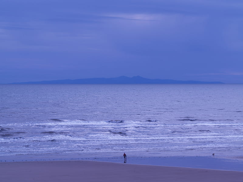 Distant land, isle of man, from st bees, cumbria, HD wallpaper