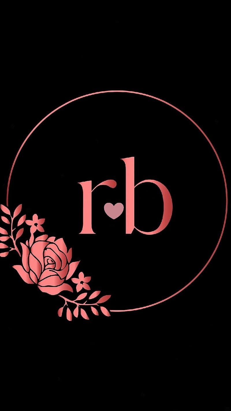 R Love B Name, pink rose r b, pink rose, letter r b, HD phone wallpaper