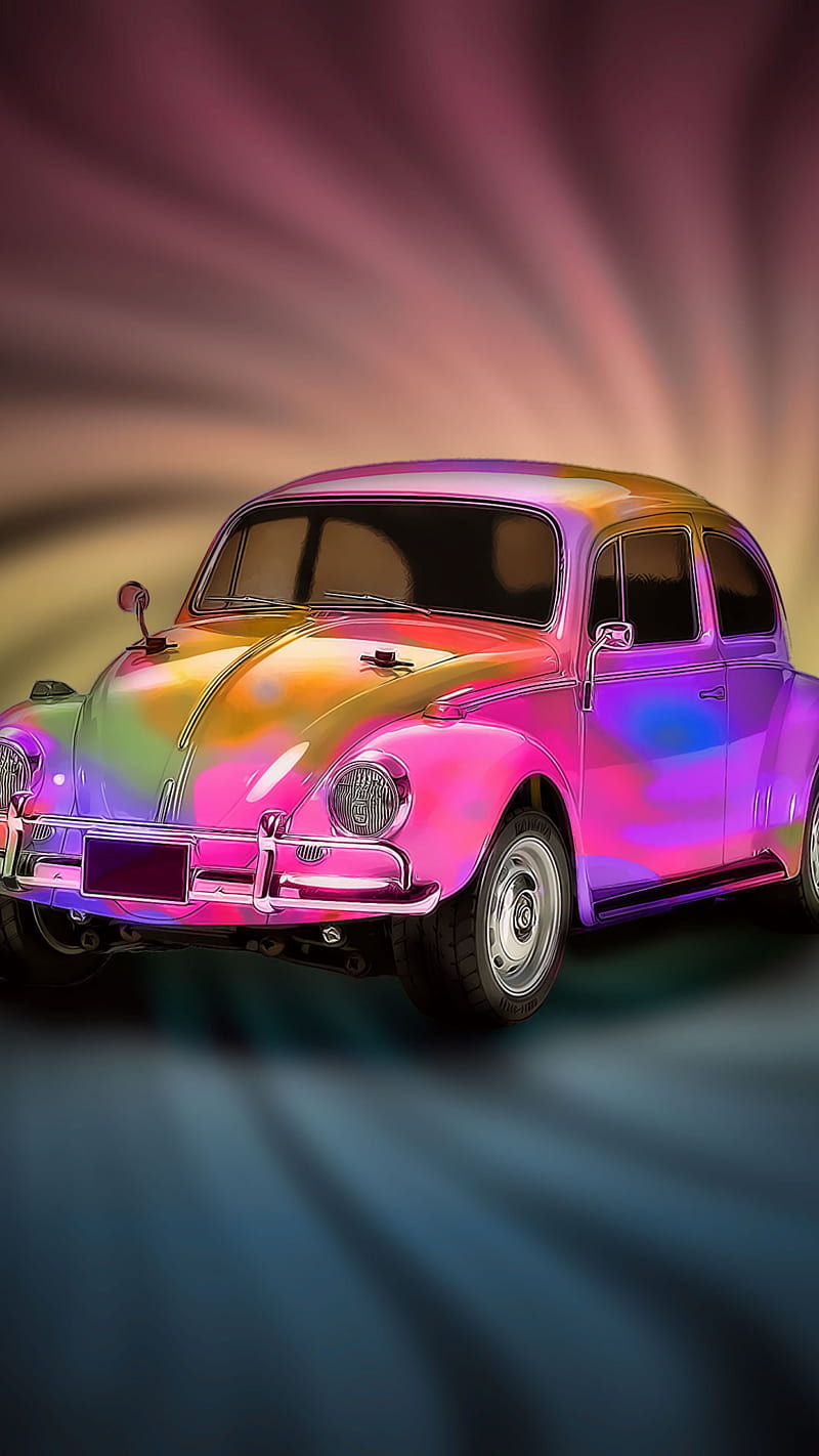 Volkswagen, beetle, car, colorful, vehicle, HD phone wallpaper