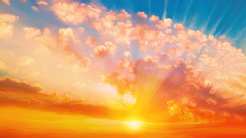 Sunset Sky Painting, sunset, sky, painting, artist, digital-art, artwork, HD wallpaper