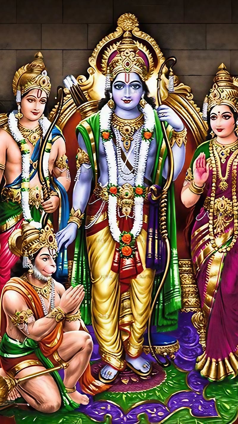 All God , Lord Ram With Laxman And Sita Maa, hanuman ji, god, bajrangbali, HD phone wallpaper