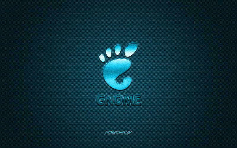 GNOME logo, blue shiny logo, GNOME metal emblem, for GNOME, blue carbon fiber texture, GNOME, brands, creative art, UNIX, HD wallpaper