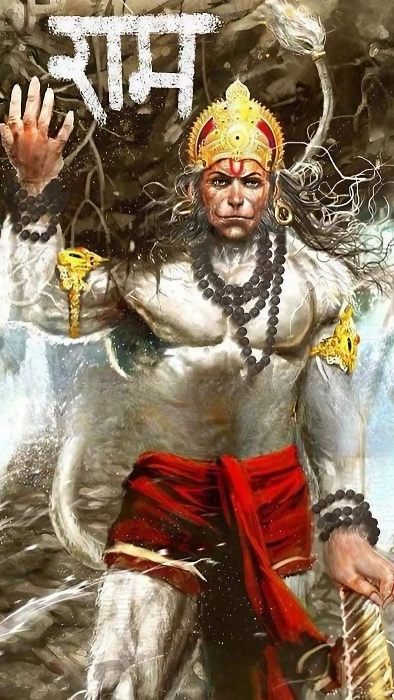 Lord Hanuman , Lord Hanuman Lifting Rock, lord, god, bajrangbali, HD phone wallpaper
