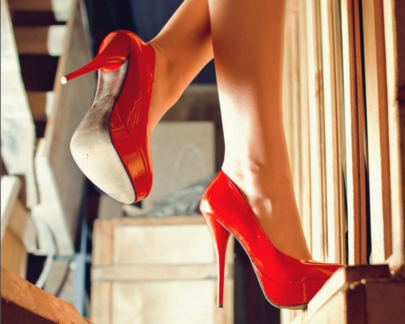 Red shoe, footwear, stiletto, red, shoe, HD wallpaper