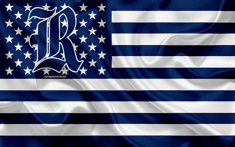 Rice Owls, American football team, creative American flag, blue and white flag, NCAA, Houston, Texas, USA, Rice Owls logo, emblem, silk flag, American football, HD wallpaper