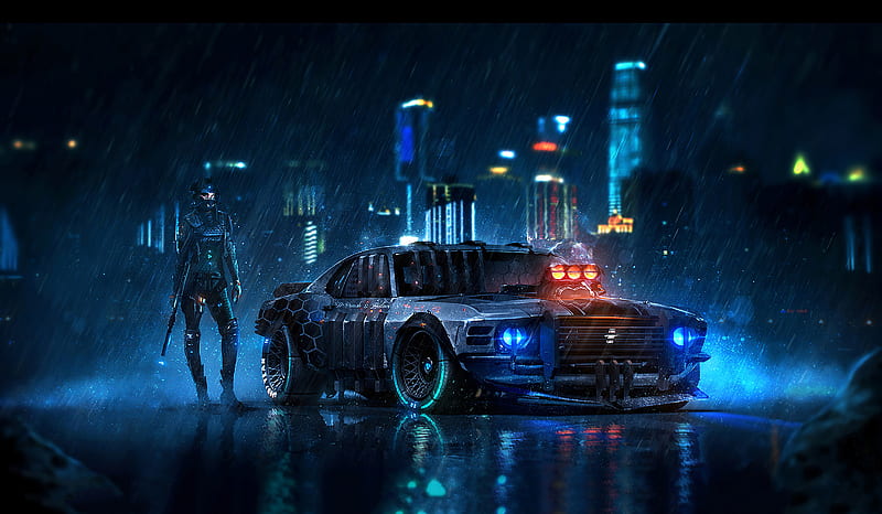 Ford Mustang Cyberpunk, ford-mustang, mustang, carros, HD wallpaper