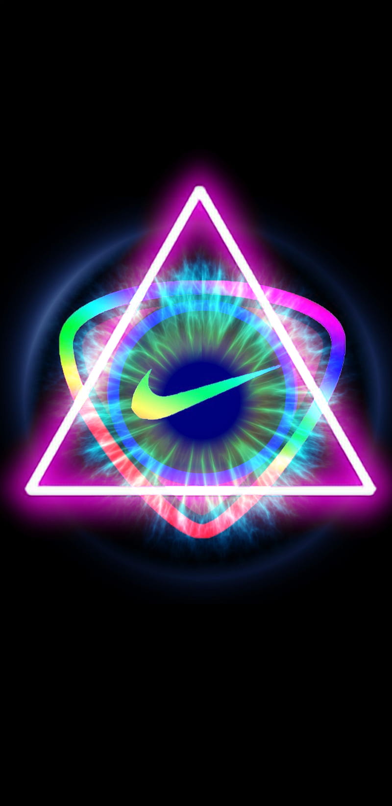Nike Eye of Horus, black, cute, illuminated, neon, purple, HD phone wallpaper