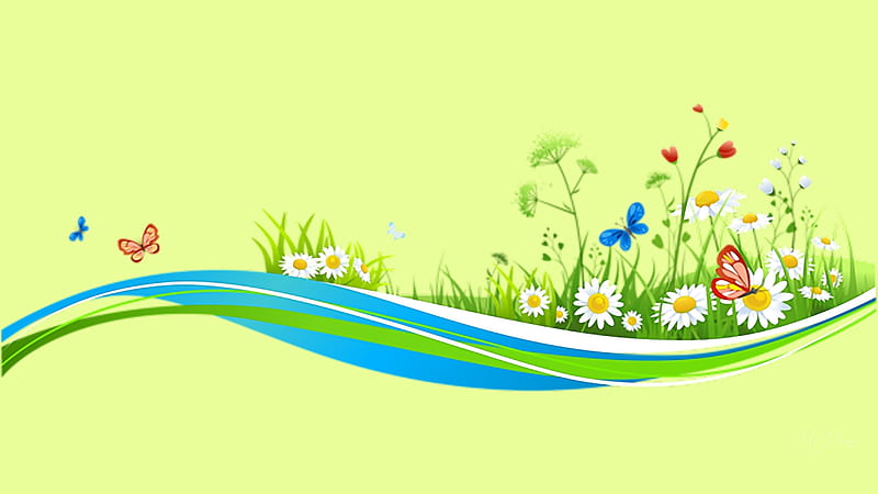 Spring Sensation, summer, flowers, garden, spring, butterflies, swoosh, Firefox Persona theme, HD wallpaper