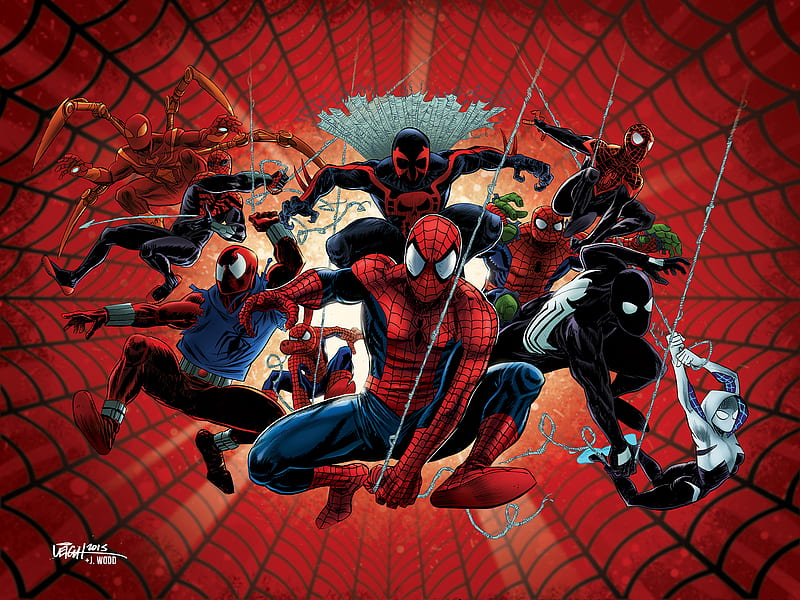 Spiderverse Spidermans, spiderman-into-the-spider-verse, spiderman, movies, superheroes, artwork, artist, digital-art, behance, HD wallpaper