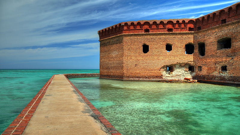 florida, historical building, ocean, horizon, united states, Nature, HD wallpaper