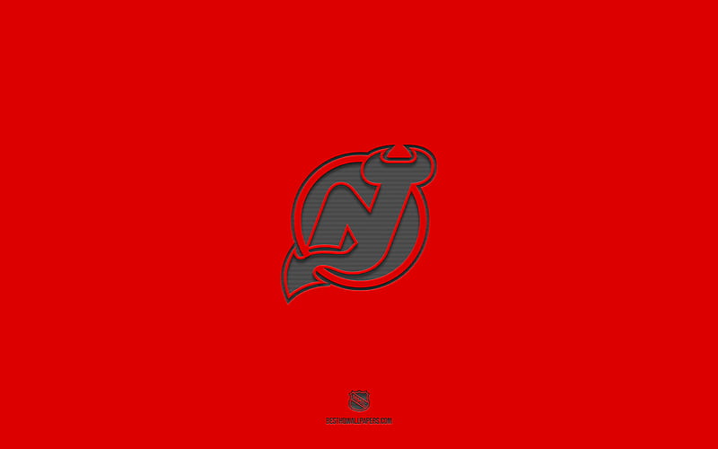 New Jersey Devils, red background, American hockey team, New Jersey Devils emblem, NHL, USA, hockey, New Jersey Devils logo, HD wallpaper