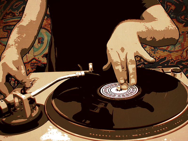 The DJ Spins, music, disc jockey, abstract, dj, record, HD wallpaper