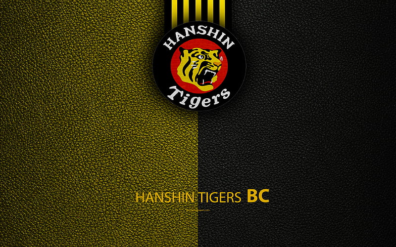 Hanshin Tigers Japanese baseball club, logo, leather texture, Nishinomiya, Hyogo, japan, Nippon Professional Washoowall, baseball, HD wallpaper