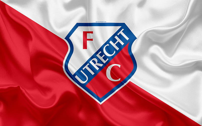 Utrecht FC Dutch football club, Utrecht logo, emblem, Eredivisie, Dutch football championship, Utrecht, Netherlands, silk texture, HD wallpaper