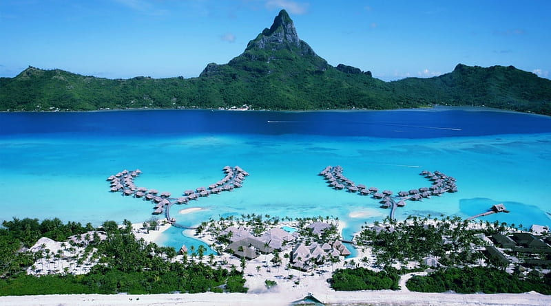 Four seasons bora bora resort, mountain, lagoon, beach, resort, HD ...