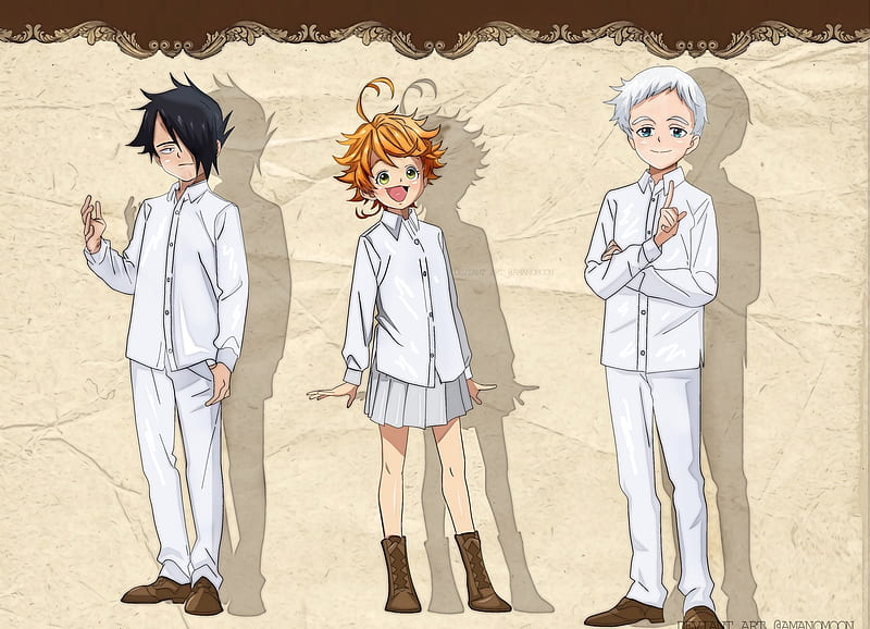 Anime, The Promised Neverland, Ray (The Promised Neverland), Norman (The Promised Neverland), Emma (The Promised Neverland), HD wallpaper