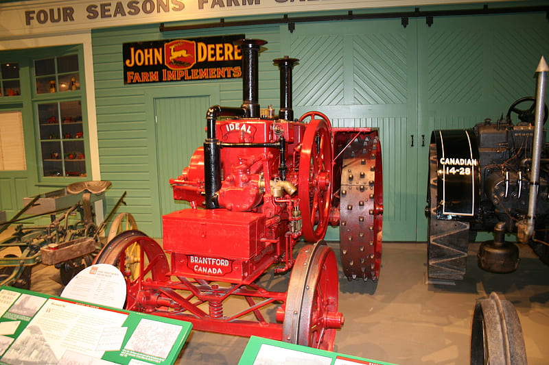 1918 farm machine Brantford Canada, farm, red, green, black, la maquina, HD wallpaper