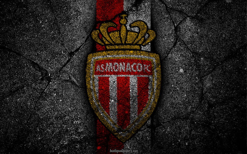 Monaco, logo, art, Liga 1, soccer, football club, AS Monaco, Ligue 1, grunge, Monaco FC, HD wallpaper