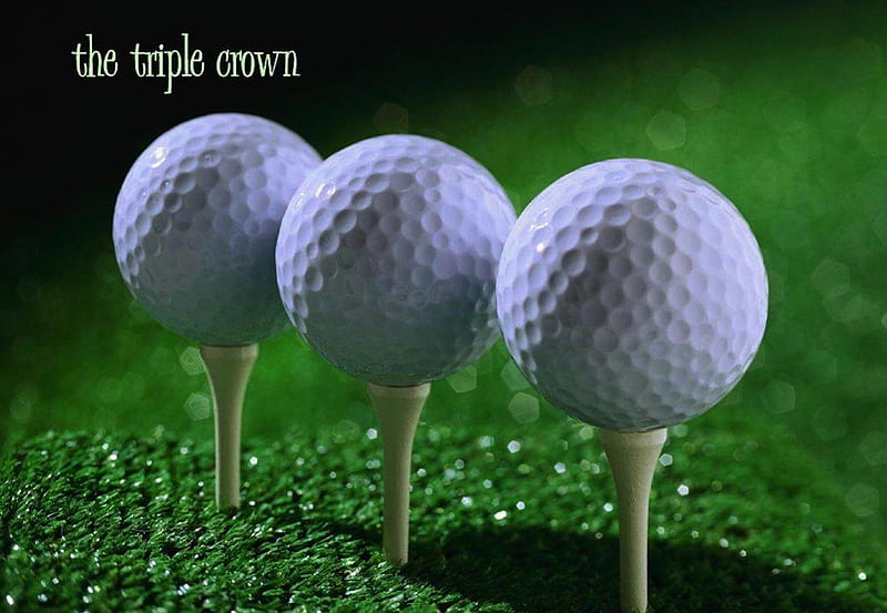Triple Crown, grass, golf, tees, golf ball, three, HD wallpaper