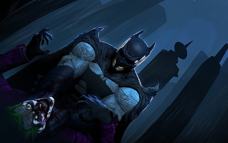 Batman vs Joker superheroes, battle, Joker, Batman, HD wallpaper