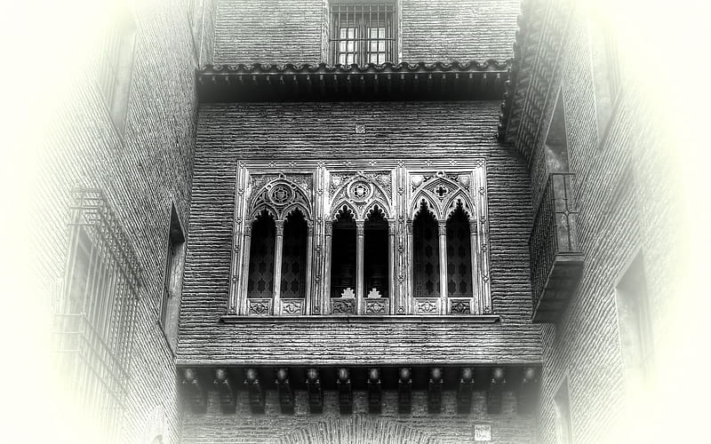 old balcony, zaragoza, spain, HD wallpaper