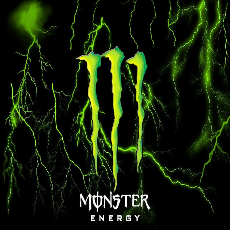Monster, green abstract, monster energy, HD phone wallpaper