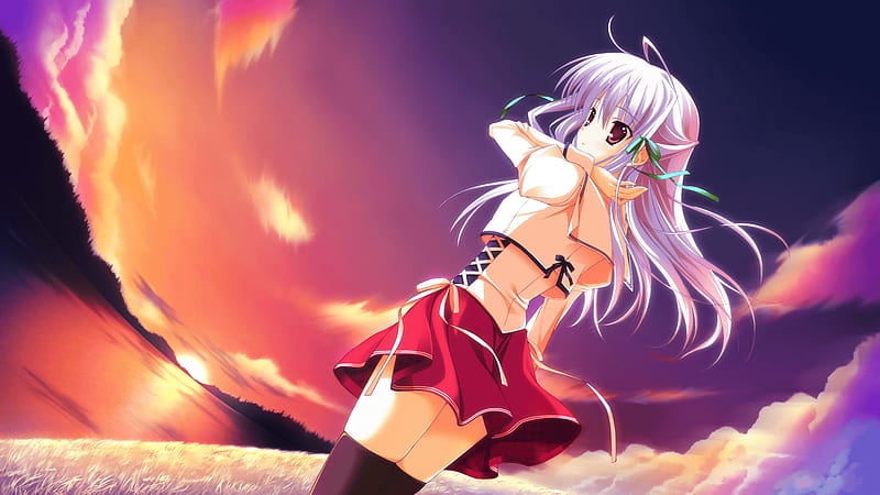 Anime Girl, catgirl neko, background, ribbons, clouds, squares, sweet,  cyan, HD wallpaper | Peakpx