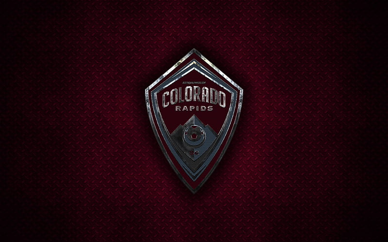 Colorado Rapids metal logo, creative art, American soccer club, MLS, emblem, purple metal background, Denver, Colorado, USA, football, Western Conference, Major League Soccer, HD wallpaper