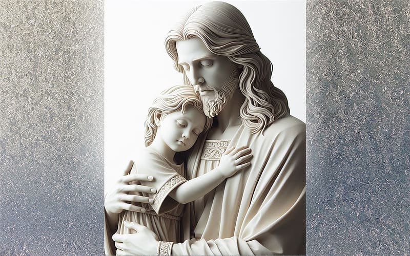 Mercy of Jesus, child, Christ, Jesus, Mercy, AI art, sculpture, HD wallpaper