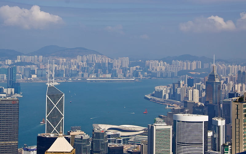 Hong Kong, Victoria Peak, The Center, skyscraper, metropolis, cityscape, Hong Kong skyline, China, HD wallpaper
