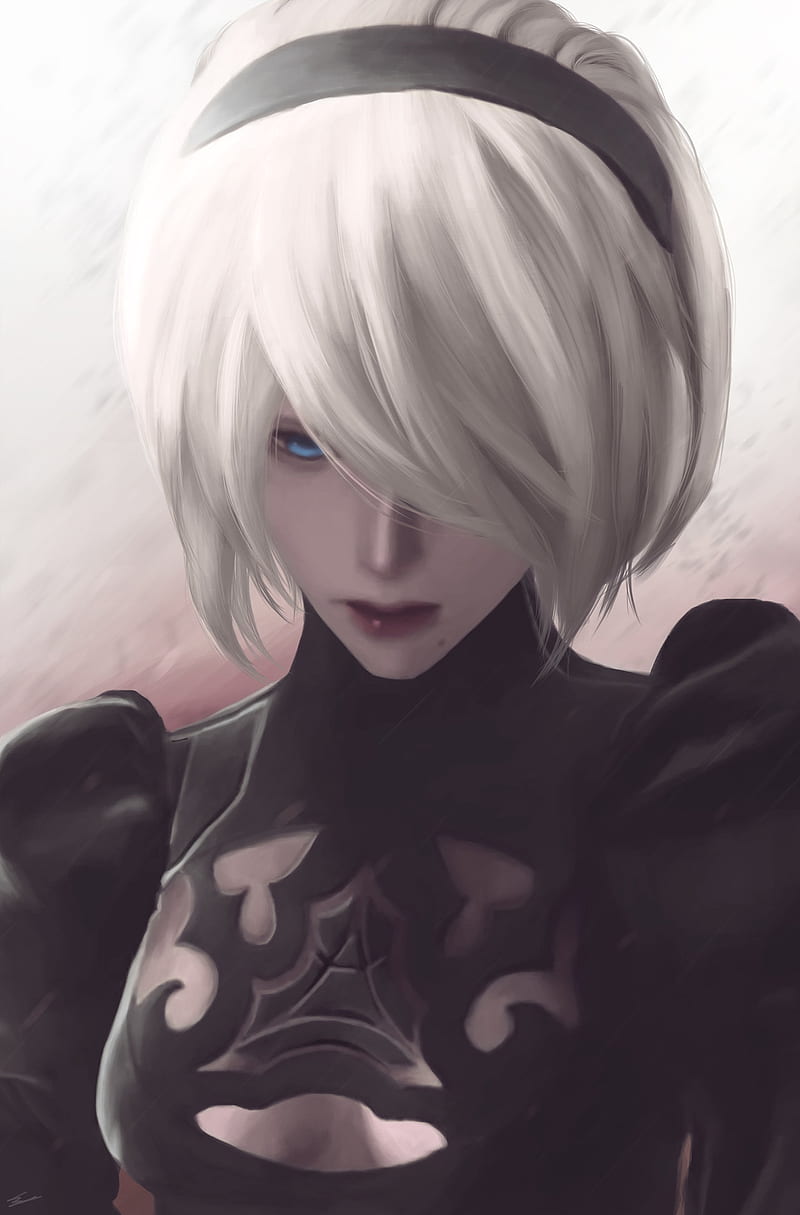 white-haired anime character illustration 2B (Nier: Automata) Nier