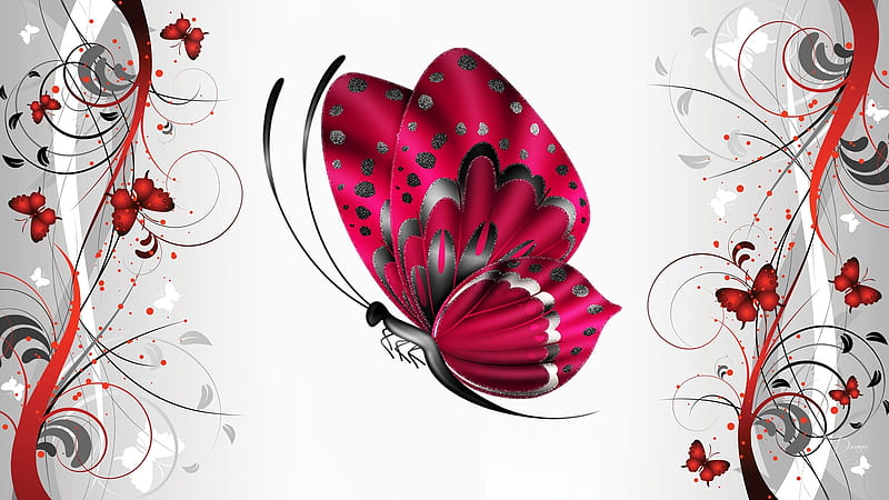 Mariposas en movimiento, mariposa, brillante, pergaminos, flores,  enredaderas, Fondo de pantalla HD | Peakpx