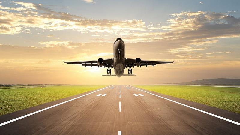 Flight takeoff, Airport, Airfield, Take-off strip, Aircraft, HD wallpaper