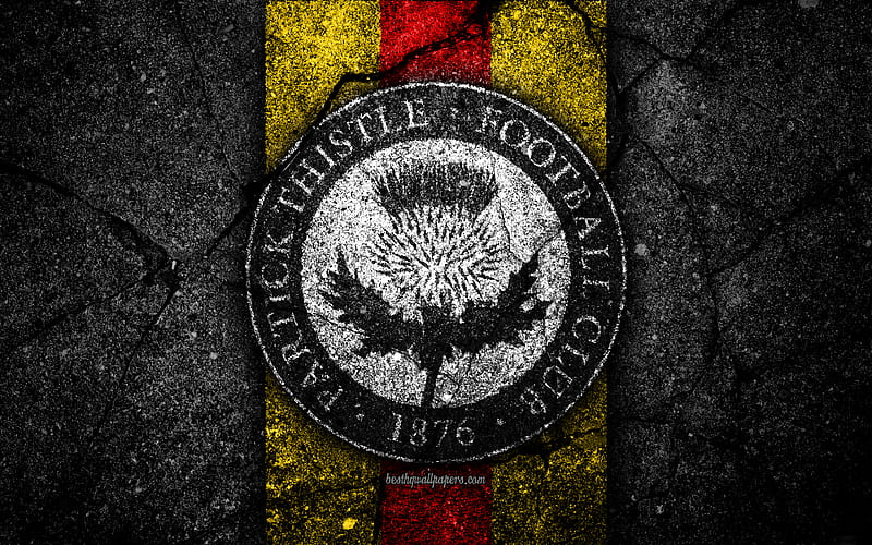 FC Partick Thistle emblem, Scottish Premiership, football, Scotland, Partick Thistle, asphalt texture, soccer, Scottish Football Championship, Partick Thistle FC, HD wallpaper