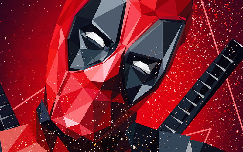 Deadpool 2, low poly art, 2018 movie, artwork, superheroes, Deadpool, HD wallpaper