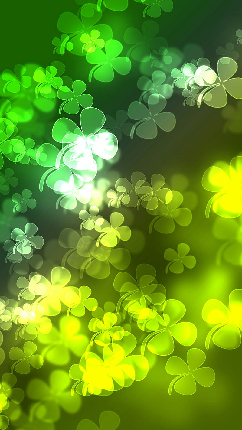 Gradient Shamrocks, 4 leaf clover, irish, st paddys day, st patricks day, HD phone wallpaper